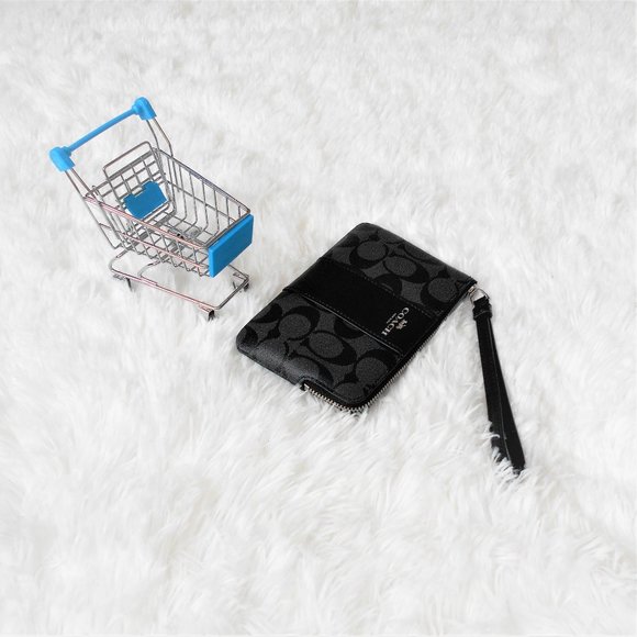 Coach Signature PVC Leather Corner Zip Wristlet - Picture 8 of 12